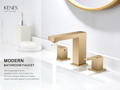 Champagne Bronze Widespread Bathroom Faucet 3 Hole Vanity Faucet | Bathroom Sink Faucet with Pop Up Drain & Supply Lines, Lead-Free cUPC & NSF Certified, 8 Inch Faucet for Vanity Restroom Sink - color: Champagne Bronze