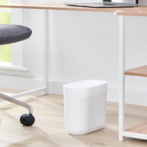 iDesign Small Slim Plastic Bathroom Trash Can, 2-Pack, White | Bedroom, Office, Desk, Dorm - color: White, style: Pack of 2