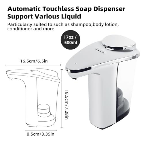 Automatic Soap Dispenser, Touchless Battery Operated Hand Soap&Dish Soap Dispenser, Sensor Liquid Soap Dispenser 17oz/500ml with Adjustable Output for Kitchen Sink Bathroom Commercial(Sliver) - color: Sliver