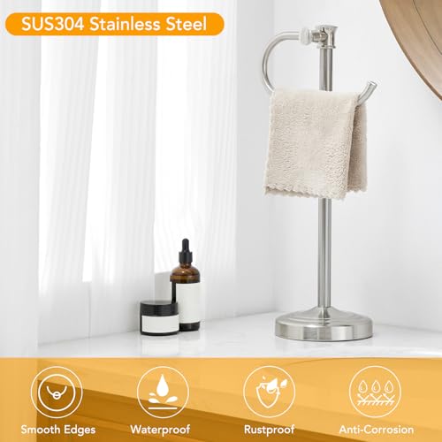 17 Inch Brushed Nickel Stand Towel Bar Hanger Hand Towel Bar Bathroom Vanity Countertop Towel Holder Free Standing Stainless Steel Towel Ring Hardware Accessories Towel Rack - color: Brushed Nickel