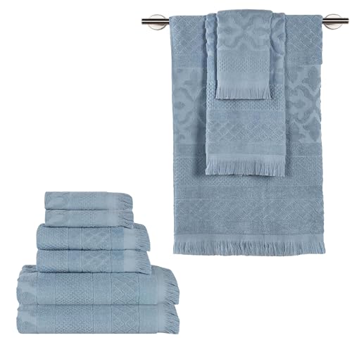 SUPERIOR Cotton 9 Piece Towel Set, Quick Dry, Bathroom Essentials, Shower, Spa, Luxury Plush Soft Absorbent Towels, Includes 3 Bath, 3 Hand, 3 Washcloth/Face Towels, Rolla Collection, Blue - color: Blue, size: 9 Piece Towel Set