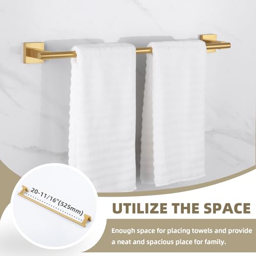 Suyar Brushed Gold Bathroom Accessories, Bathroom Hardware Set 4 Pieces | Include Robe Hook, Toilet Paper Holder, Hand Towel Holder, Towel Bar, SUS304 Stainless Steel, Wall Mounted - color: Brushed Gold