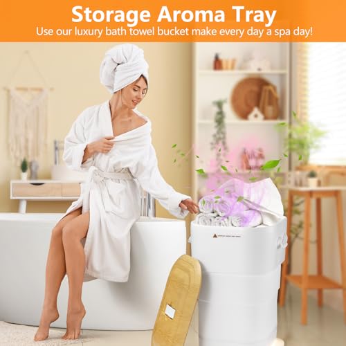 Uoxfill Upgrade Foldable Towel Warmer for Bathroom - 27L Luxury Heated Towel Warmers Bucket with Time Setting,Auto Shut Off,Fits Up to Two 40"X70" Oversized Towels, Bathrobes, Blankets Square - size: 27 L