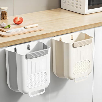 KEAIDUO 2.6 Gallon Collapsible Garbage Can for Kitchen Cabinet - Space-Saving Foldable Trash Bin, Wall-Mounted & Under Sink Storage Bin