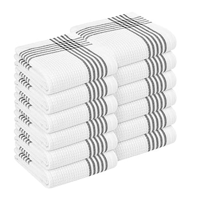 Black and White Kitchen Towels 12 Pack, 16x26 Inch, 100% Cotton Waffle Weave, Super Absorbent, Quick Dry, Reusable Dish Towels for Cleaning, Drying, Cooking, Washing - color: Black, White, style: 12 Pack
