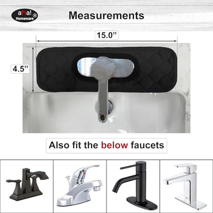 Bathroom Sink Splash Guard Oval-Hole Rectangle-Hole: AHA HOMEWARE, Faucet Mat for Bathroom Sink Oval Base, Bathroom Sink Water Splash Guard Centerset Rectangle Base (Black & Black) - color: Black & Black