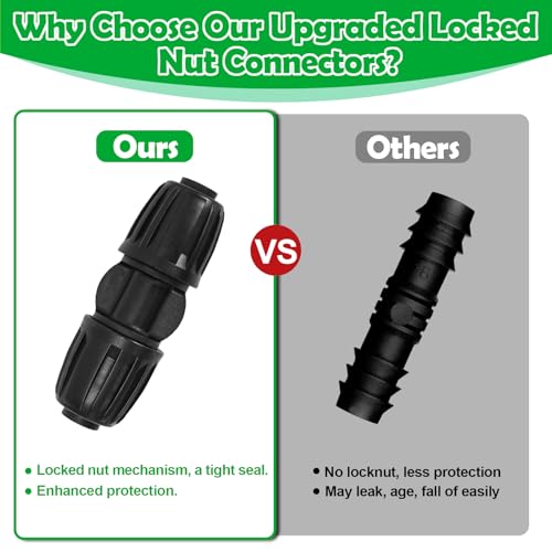 10 Pack 1/2 Inch Drip Irrigation Coupling Fittings (1/2" ID x 0.65" OD) - 1/2'' Drip Line Anti-Drop Barbed Lock Nut Coupler Connectors for 1/2 Inch Drip Irrigation Tubing Irrigation System - size: 1/2" Drip Coupling