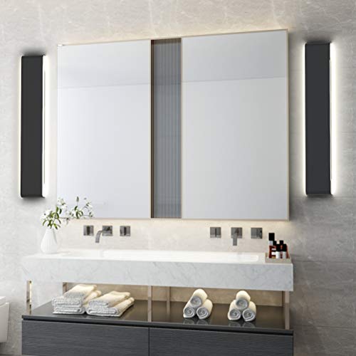 Aipsun 32.6 inch Modern Black Vanity Light Fixtures LED Black Bathroom Wall Light Up and Down Bathroom Lighting Fixtures White Light 5000K - color: White Light Black, size: 32.6 inch, style: 5000K