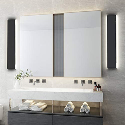 Aipsun 32.6 inch Modern Black Vanity Light Fixtures LED Black Bathroom Wall Light Up and Down Bathroom Lighting Fixtures White Light 5000K - color: White Light Black, size: 32.6 inch, style: 5000K