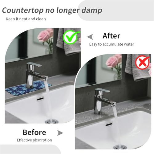 Kitchen Sink Splash Guard，Graceful sea turtle-1 Faucet Mat Sink Gadgets-Super Absorbent Fast Drying Mat Drip Catcher for Kitchen, Bathroom,Sink Mat, Dish Drying Mat, Bathroom(15" X 5.5" ) - color: Graceful sea turtle-1