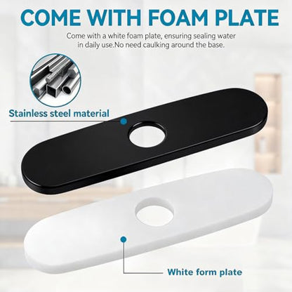 MAYYAYA Kitchen Sink Faucet Hole Cover, 10 IN, 304 Stainless Steel, Black-RunRoadShape | Deck Plate Escutcheon, Plumbing Cover Plate, For Pull Down Faucet - color: Black-Run