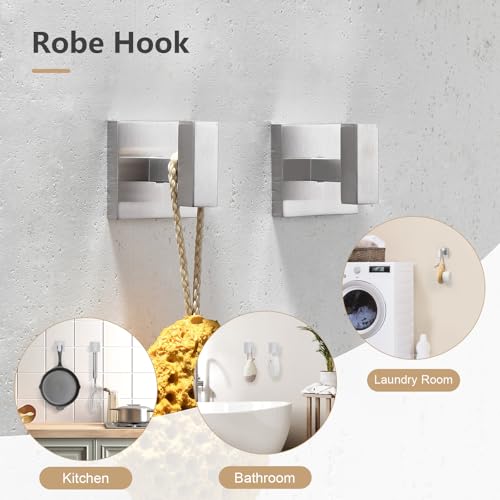 TQKAG 5-Pieces Brushed Nickel Bathroom Hardware Accessories Set 23.6" SUS304 Stainless Steel Towel Bar Set Wall Mounted Square Toilet Paper Holder with Shelf - color: Brushed Nickel, size: 5-Pieces Set-B
