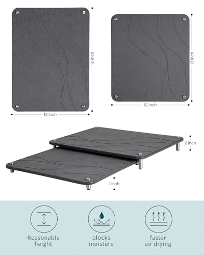 Stone Dish Drying Mat,Quick Dry Diatomaceous Earth Mat. | Non-Toxic,BPA-Free,Eco-Friendly,(2 Psc Set) - size: 2 pcs set