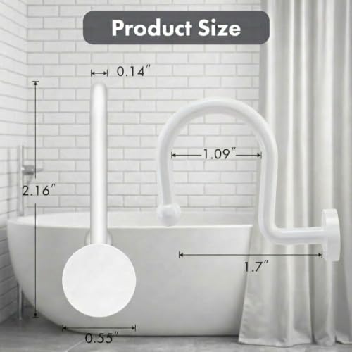 Bathway Plastic Shower Curtain Hooks, 12 Pcs, White, Decorative Hooks | Waterproof, Rust-Proof, Sturdy, Wear-Resistant, Drop-Proof, Multifunctional, Easy to Install, Classic and Attractive - color: White