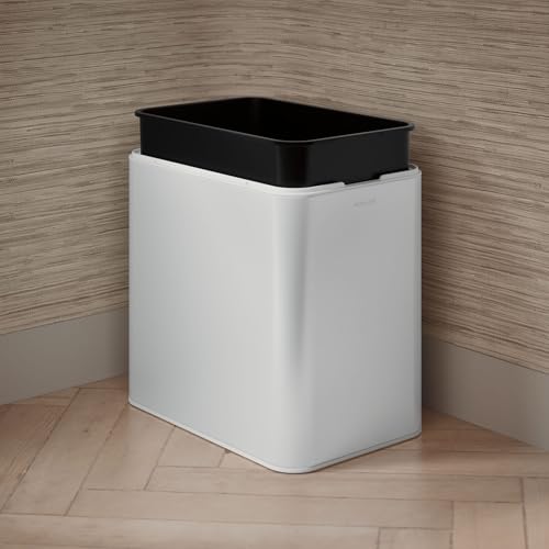 Kohler K-31314-STW 25-Liter Open-Top Trash Can, White Stainless Steel - color: White Stainless Steel, size: 6.6 Gallon - Open Top