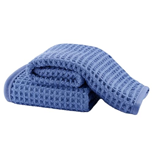 Microfiber Waffle Face Towels, 2 Pieces, Soft, Absorbent, Fast Drying, Lint Free 430 GSM (Dark Blue) - color: Dark Blue