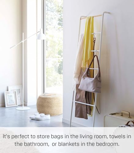 Yamazaki Home Tower Leaning Ladder Rack, Space Saving - Ladder, 63" - Steel - color: White