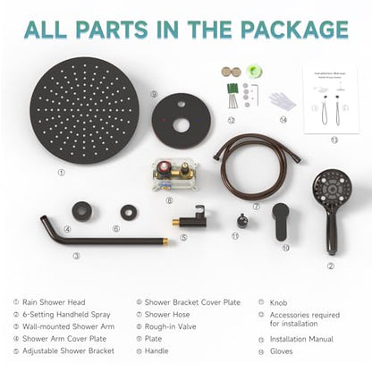 SR SUN RISE Shower Faucet - 12 Inch Multifunctional High Pressure Shower Head System with Handheld Shower Head Fixtures - Valve Included - Oil Rubbed Bronze - color: Oil Rubbed Bronze, size: 12 Inch