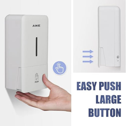AIKE Liquid Commercial Soap Dispenser,27oz for Bathroom Pure White,AK1006 | No-Drill and Screw Dual Wall Mount Install Design for Space-Saving,Easy Push Easy Refill and Large Capacity for Commercial - color: White