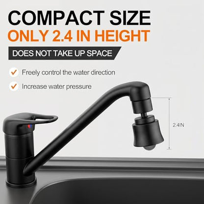 Metal Swivel Sink Faucet Aerator Extender for Kitchen Bathroom | 360° Swivel Faucet Nozzle with 55/64'' Female Thread, Dual Modes Sink Sprayer Attachment, Anti-clogging Design, Black - color: Black