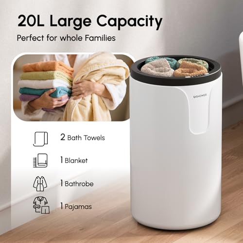 USHOWER Towel Warmers for Bathroom, 20L Large Towel Warmer Bucket for Spa | Auto Shut-Off and Timer Settings Towel Heater, Fits Two 40"x70" Oversized Towels, Blankets, Bathrobes, PJ's - size: Basic