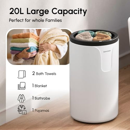 USHOWER Towel Warmers for Bathroom, 20L Large Towel Warmer Bucket for Spa | Auto Shut-Off and Timer Settings Towel Heater, Fits Two 40"x70" Oversized Towels, Blankets, Bathrobes, PJ's - size: Basic