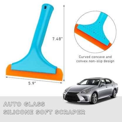Ohleats Small Silicone Window Squeegee, Auto Windshield Water Blade Scraper, All-Purpose Water Squeegee Wiper for Mirror Home Cleaning, Car Accessories (Sky Blue) - color: Sky Blue