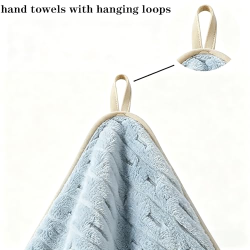 3 Pack Microfiber Hand Towels for Bathroom with Hanging Loops Quick Dry Small Towel Set for Bathroom Kitchen 14 x29.6inch (Blue) - color: Blue