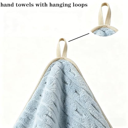 3 Pack Microfiber Hand Towels for Bathroom with Hanging Loops Quick Dry Small Towel Set for Bathroom Kitchen 14 x29.6inch (Blue) - color: Blue