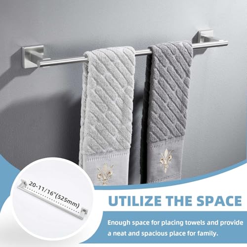 Suyar Bathroom Hardware Set Brushed Nickel, Bathroom Accessories 4 Pieces | Include Robe Hook, Toilet Paper Holder, Hand Towel Holder, Towel Bar, SUS304 Stainless Steel, Wall Mounted - color: Brushed Nickel