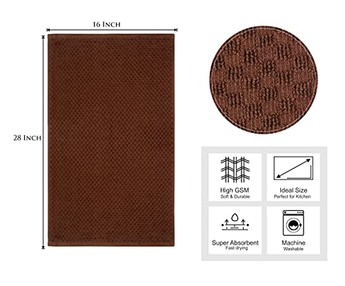 COTTON CRAFT Amazing Kitchen Towel - 12 Pack 100% Cotton Waffle Terry Towel | Chocolate - 16x28 Euro Café Waffle Weave Dish Towels - Soft Absorbent Quick Dry Low Lint Reusable Pantry Bar Cleaning Cloth - color: Chocolate, size: 12 Pack