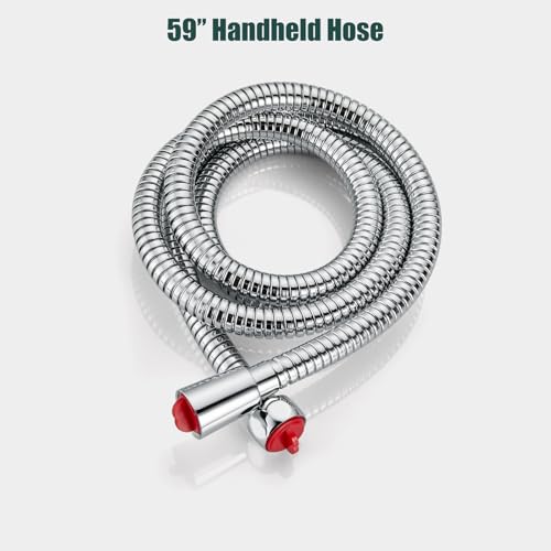Heyalan Hand-held Shower Head Set-SUS304 Handheld Shower,Polished Chrome | SUS304 stainless steel wand, straight-style design, single rain spray, 59-inch long hose and standard 1/2-inch connection - color: Polish Chrome, style: Straight Style