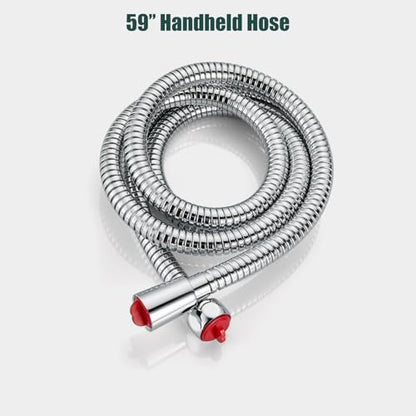 Heyalan Hand-held Shower Head Set-SUS304 Handheld Shower,Polished Chrome | SUS304 stainless steel wand, straight-style design, single rain spray, 59-inch long hose and standard 1/2-inch connection - color: Polish Chrome, style: Straight Style