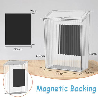 Sealegend Magnetic Trash Can with Lid, Space Saving Lint Bin Clear | Wastebasket for Kitchen, Refrigerator, Cabinet, Bathroom & Laundry Room - color: Clear