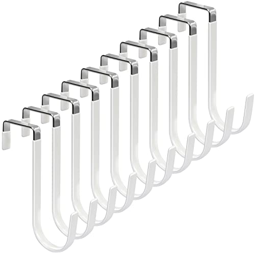 FYY Over the Door Hooks, Single-Hanger 10 Pack, Fits Doors 1 3/8" White | Heavy Duty Metal, Hold 20lbs, Rubber-Coated, No-Drilling, for Bathroom Dorm, Hanging Towels Clothes Hats Bags Coats Wreaths - color: A White, size: Short, style: 10 Pack