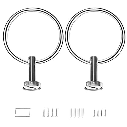 2 Pack Towel Ring, Hand Towel Holder No Drilling Heavy Duty Simple Round Towel Holder Wall Mount Towel Rack (Silver-2) - color: Silver-2