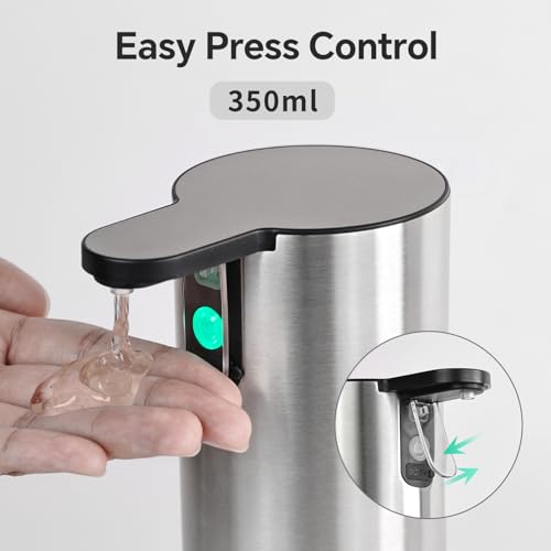 Electric Dish Soap Dispenser for Kitchen, Rechargeable Touch Liquid Hand Soap Dispenser for Bathroom, Stainless Steel Soap Pump, Water-Resistant,11.8oz, Xmas Gift - color: Multi Grey