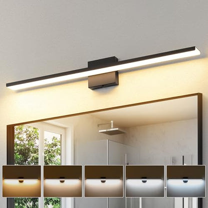 JUSHENG Black Vanity Lights Fixtures LED for Bathroom 5CCT Dimmable LED Bar | 5CCT Dimmable Bathroom Vanity Light Fixtures LED Vanity Light Bar 31.5'' Inch 32W ETL Certificated - color: Black-5CCT, size: 31.5'' Long-Dimmable