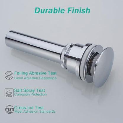 Pop Up Bathroom Sink Drain - Dual Use Vanity Faucet Sink Drain Stopper,for Basin With or Without Overflow hole,Anti Clog Pop Up Drain,Chrome,SE83999C - color: Chrome