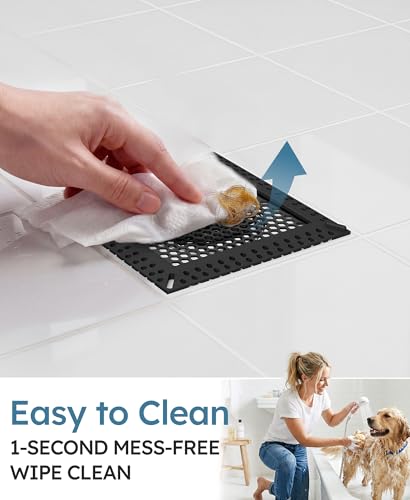 Square Shower Drain Hair Catcher, Anti-Clogging, Black, 4 inch | Fast Drainage, Anti-Slip & Stays in Place, Stainless Steel & TPE Material, Easy Clean Fits Bathroom Hair Catcher for Shower - color: Matte Black, size: 4 inch