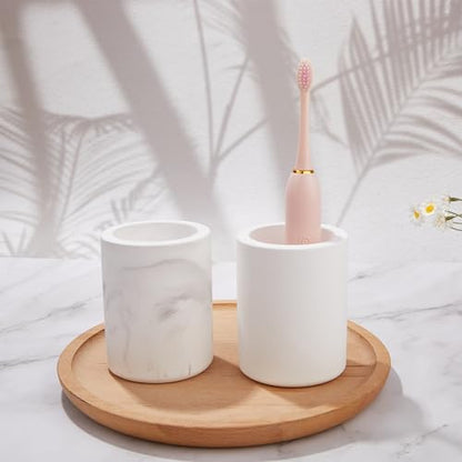 Drying Stone Toothbrush Holder, Diatomite Toothbrush Holders for Bathroom Counter, Quick Drying Electric Toothbrush and Toothpaste Holder Bathroom Organizer, White - color: White
