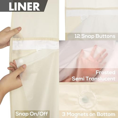 River Dream No Hook Shower Curtain with Snap-in Liner Set, Linen, 71x74 | Snap on/off Waterproof PEVA Liner, See Through Top Window, Slub Textured, Hotel Style Shower Curtain Set, Standard Size - color: Linen, size: 71"W x 74"L (Pack of 1)