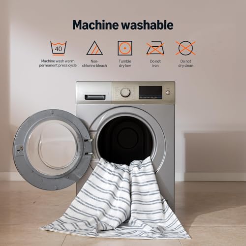 Amazon Basics Geometric Jacquard Fabric Shower Curtain for Bathroom, Lightweight, Waterproof and Washable, 72" W x 80" L, Grey Striped - size: 72"W x 80"L (Pack of 1)