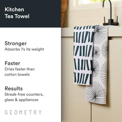 GEOMETRY Kitchen Tea Towels - Quick Dry Microfiber Dish Towels for Kitchen Linework, 18" x 30" 2 Pack - color: All Lined Up, style: Kitchen Towel - Double