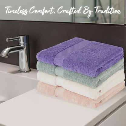 BolBom Towels 4 Pack Medium Bath Towel Set, 27“X54” Inches, 500 GSM 100% Ring Spun Cotton, Lightweight and Highly Absorbent Quick Drying Premium Towels for Hotel, Spa,Bath and Bathroom - color: Ivory, Peach, Purple, Sage