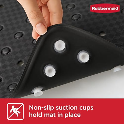Rubbermaid Soft Foam Bath Tub Shower Mat, Non-Slip Tub Mat with Quick-Drain Holes, 35.88 x 17 Inch BPA-Free Bath Mat for Inside Bathtub or Shower, Black - color: Black