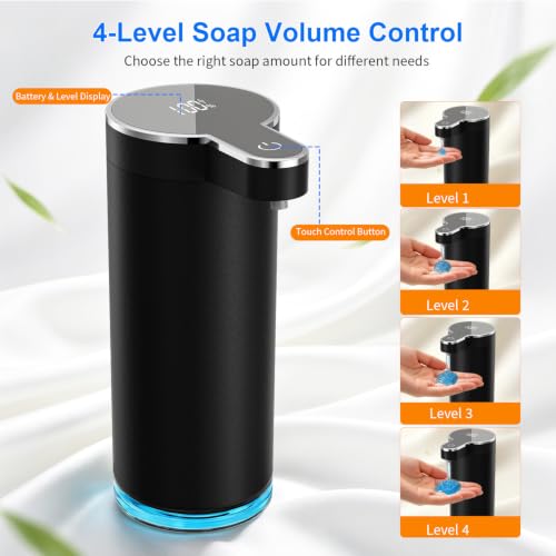 Automatic Liquid Soap Dispenser (Black Liquid Soap) | 12 oz/350ml Rechargeable, 4 Adjustable Liquid Levels, IPX5 Waterproof for Bathroom,Kitchen,Hotel - color: St-01 Liquid Black