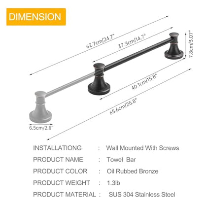 Towel Racks for Bathroom Wall Mounted Bath Towel Bar Oil Rubbed Bronze | Adjustable 16-26 In, Wall Mounted Towel Holder, Stainless Steel, Rustproof, Towel Bar Rod Hanger Hardware Accessories Hotel - color: Oil Rubber Bronze