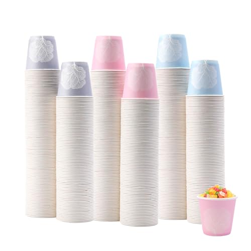 Tamone 600 Pack 3 oz Bathroom Cups, Small Paper Cups with Tree, Mouthwash Cups, Disposable Paper Cups,pink, green, gray, 3oz Paper Cups for Party, Picnic, BBQ, Travel, Home and Event - color: blue & pink & grey