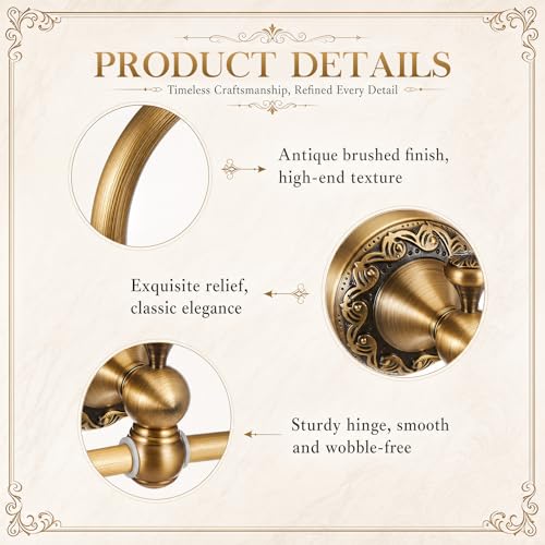 2 Pcs Antique Brass Toilet Paper Holder Towel Ring Set, Vintage Bathroom Hardware, Wall Mounted Toilet Tissue Holder Hand Towel Ring, Rustproof Brass Bathroom Accessories(Style 2) - style: Style 2